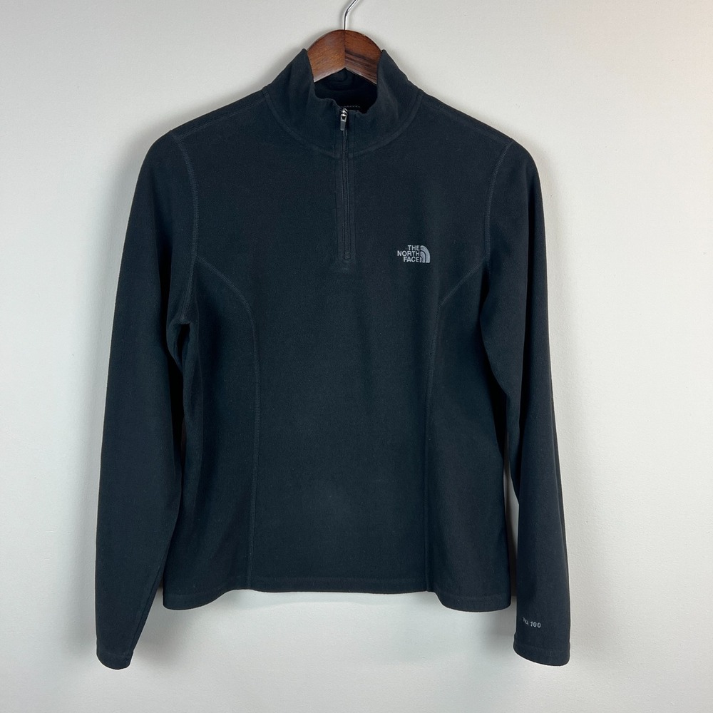 The North Face Womens TKA 100 Glacier 1/4 Zip Fleece Pullover Medium Black Light